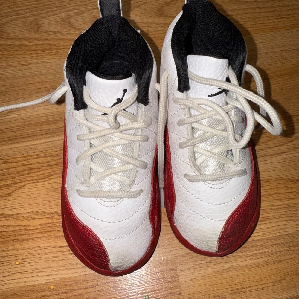 Jordan Kids White and Red Sneakers
